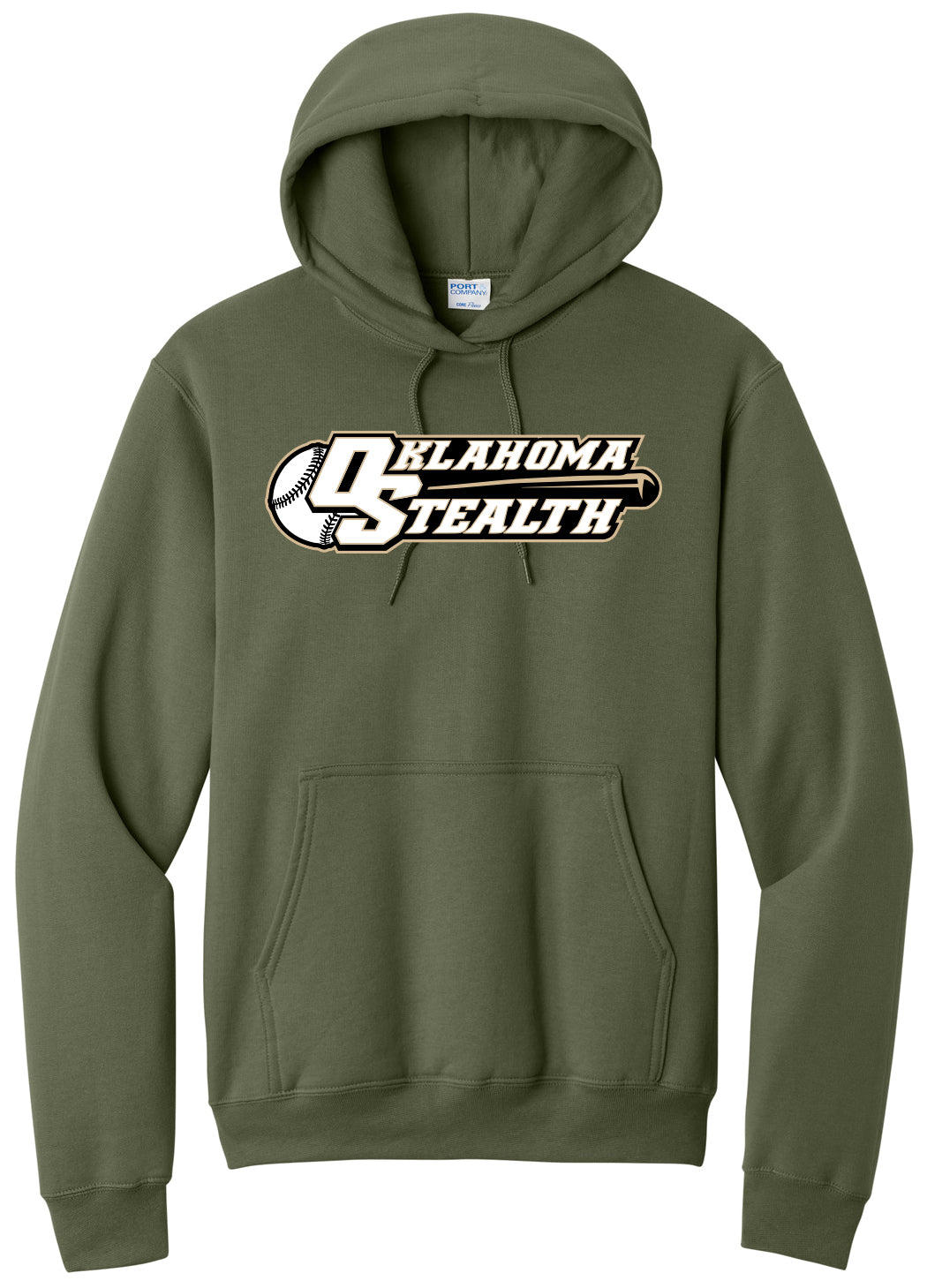 Stealth Baseball - Bat and Diamond - Port & Co Core Fleece Pullover Hooded Sweatshirt. PC78H