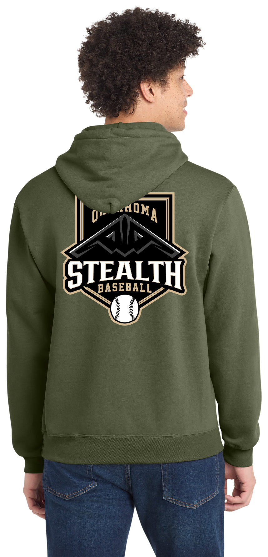 Stealth Baseball - Bat and Diamond - Port & Co Core Fleece Pullover Hooded Sweatshirt. PC78H