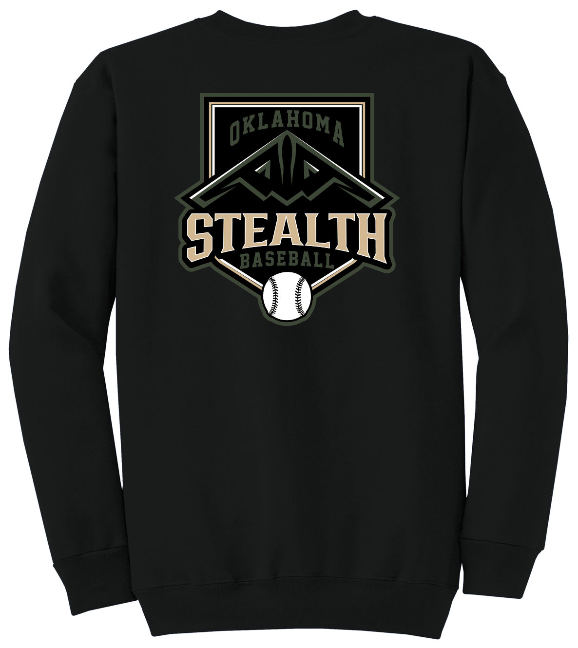 Stealth Baseball - Bat and Diamond - Port & Co Core Fleece Crewneck Sweatshirt. PC78