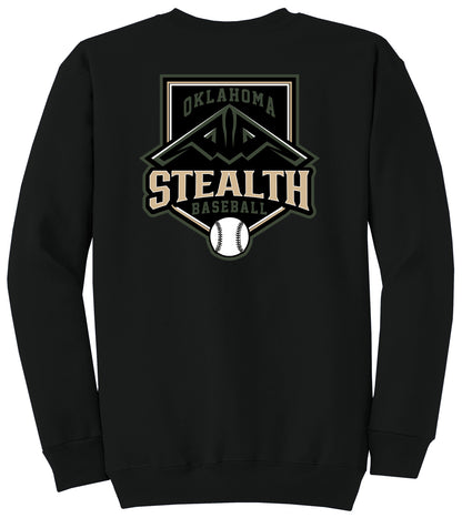 Stealth Baseball - Bat and Diamond - Port & Co Core Fleece Crewneck Sweatshirt. PC78