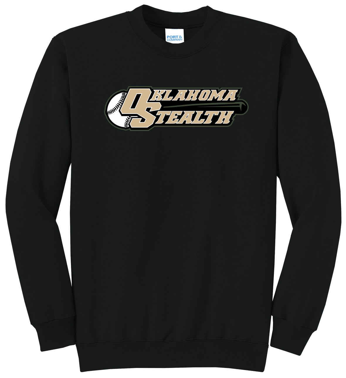 Stealth Baseball - Bat and Diamond - Port & Co Core Fleece Crewneck Sweatshirt. PC78