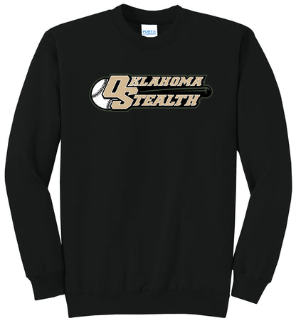 Stealth Baseball - Bat and Diamond - Port & Co Core Fleece Crewneck Sweatshirt. PC78