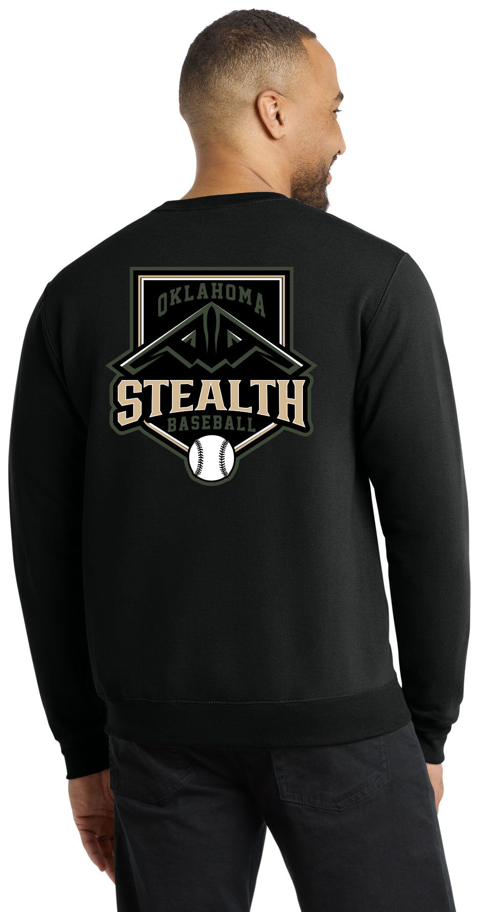 Stealth Baseball - Bat and Diamond - Port & Co Core Fleece Crewneck Sweatshirt. PC78