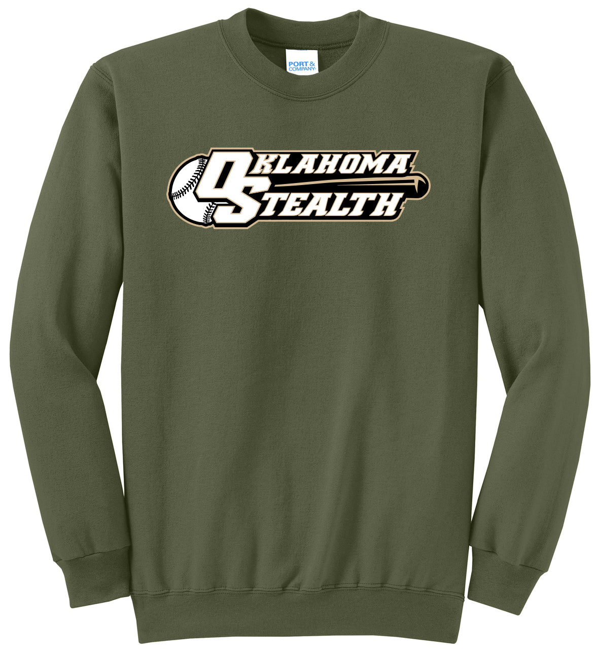 Stealth Baseball - Bat and Diamond - Port & Co Core Fleece Crewneck Sweatshirt. PC78