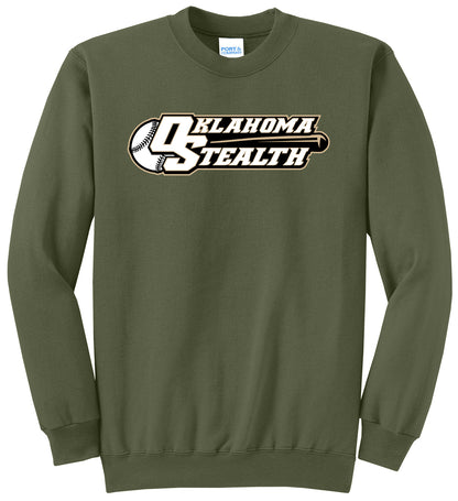 Stealth Baseball - Bat and Diamond - Port & Co Core Fleece Crewneck Sweatshirt. PC78
