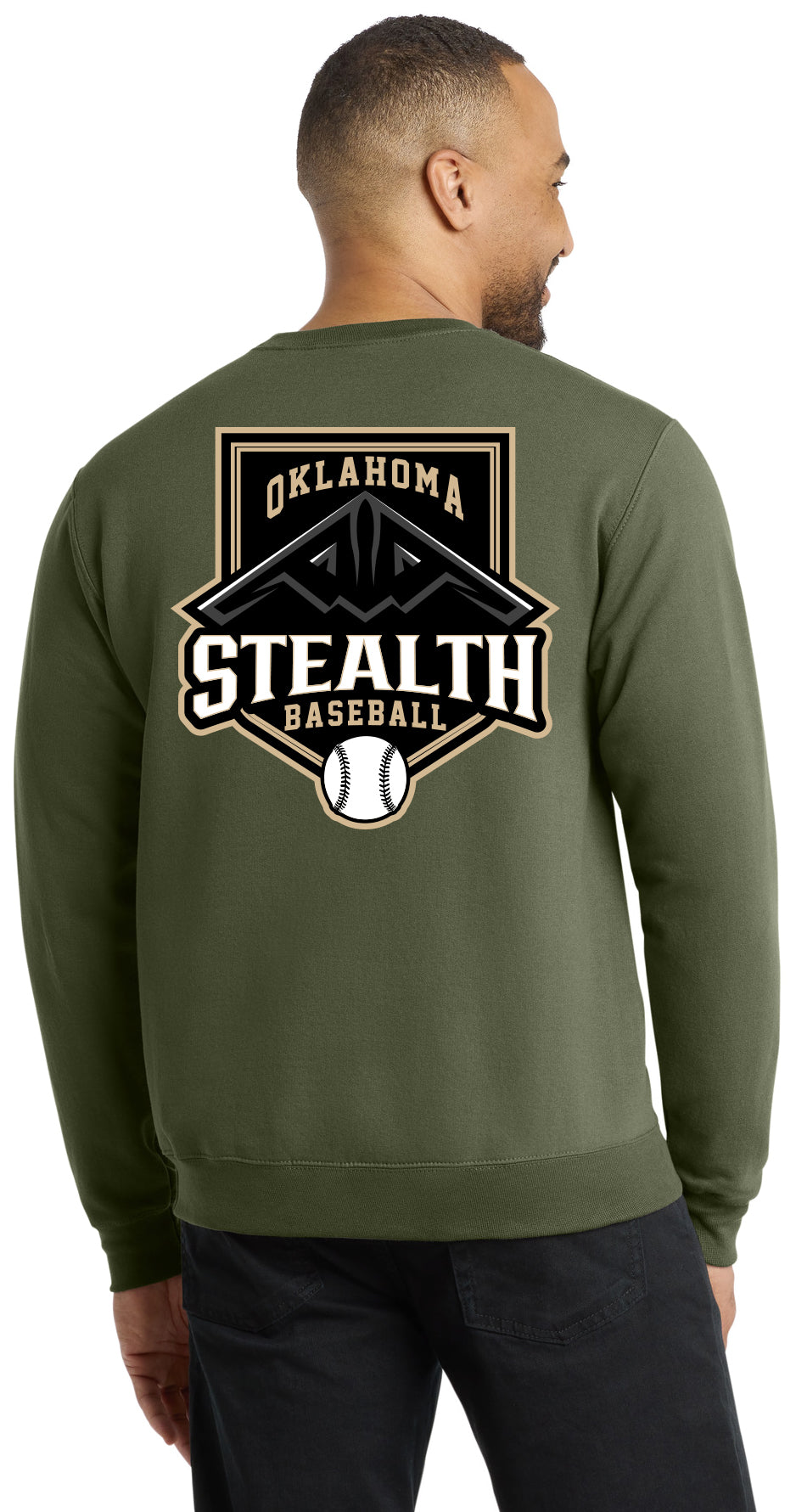 Stealth Baseball - Bat and Diamond - Port & Co Core Fleece Crewneck Sweatshirt. PC78