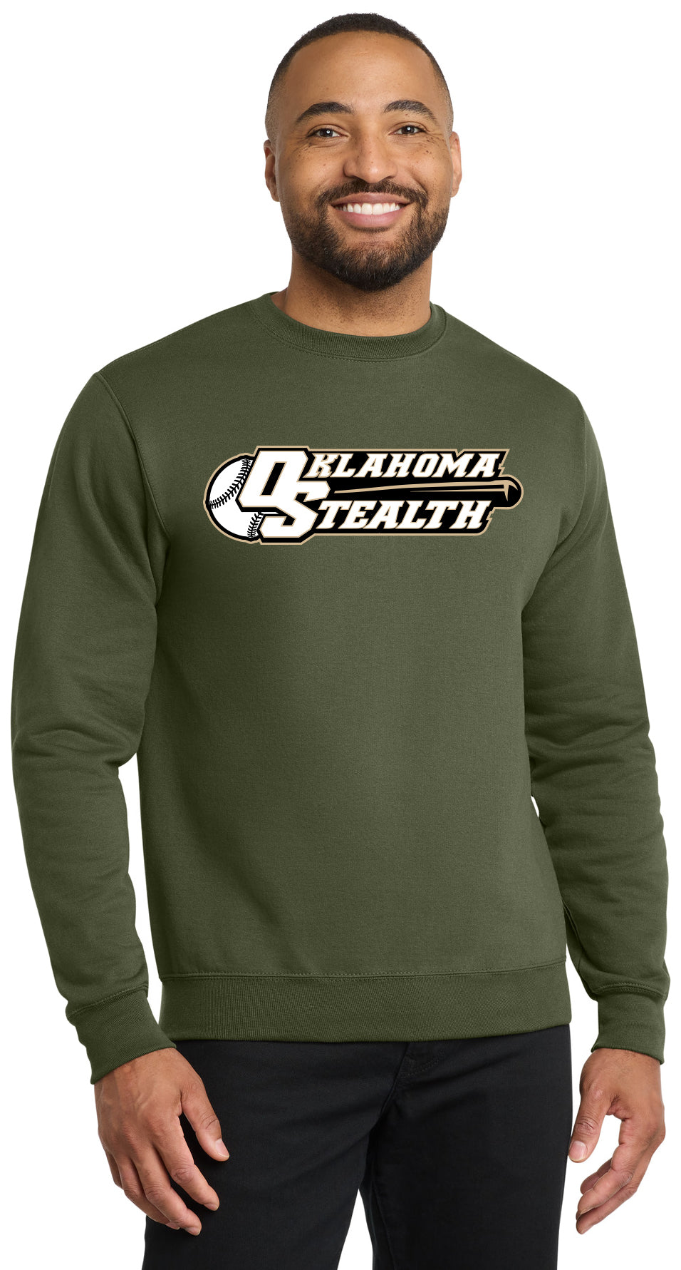 Stealth Baseball - Bat and Diamond - Port & Co Core Fleece Crewneck S