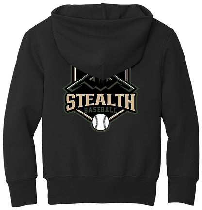 Stealth Baseball - Bat and Diamond - Port & Co Youth Core Fleece Pullover Hooded Sweatshirt.  PC90YH