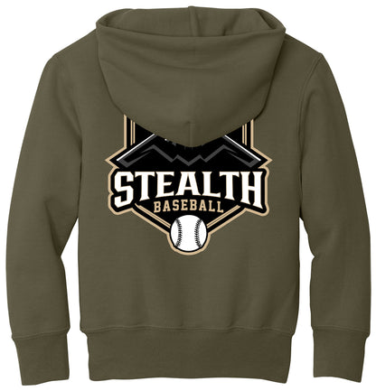 Stealth Baseball - Bat and Diamond - Port & Co Youth Core Fleece Pullover Hooded Sweatshirt.  PC90YH