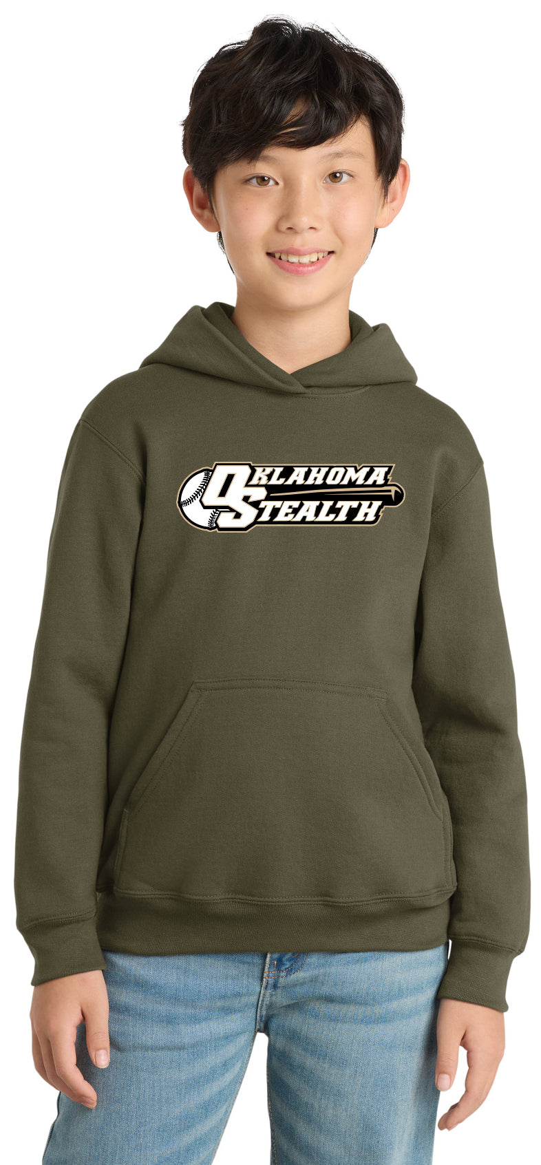 Stealth Baseball - Bat and Diamond - Port & Co Youth Core Fleece Pull