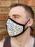 Two Layer Fully Wired Protective Cloth Face Mask - Made in USA - Black and White Music, Adult