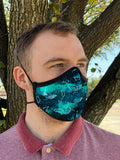 Two Layer Fully Wired Protective Cloth Face Mask - Made in USA - Celestial Whale, Adult