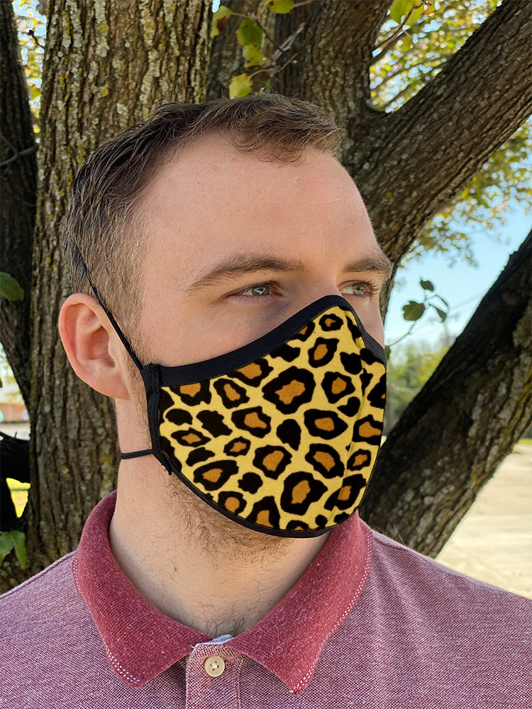 Two Layer Fully Wired Protective Cloth Face Mask - Made in USA - Cheetah, Adult