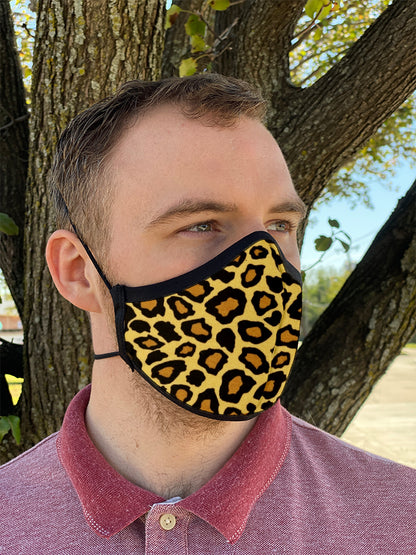 Two Layer Fully Wired Protective Cloth Face Mask - Made in USA - Cheetah, Adult