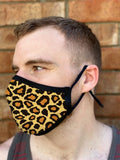Two Layer Fully Wired Protective Cloth Face Mask - Made in USA - Cheetah, Adult
