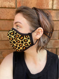 Two Layer Fully Wired Protective Cloth Face Mask - Made in USA - Cheetah, Adult