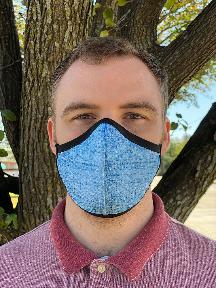 Four Layer Fully Wired Protective Cloth Face Mask - Made in USA - Cornflower Blue Silk, Adult