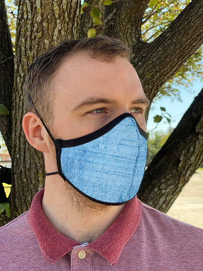 Four Layer Fully Wired Protective Cloth Face Mask - Made in USA - Cornflower Blue Silk, Adult