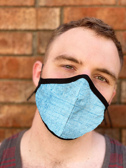 Four Layer Fully Wired Protective Cloth Face Mask - Made in USA - Cornflower Blue Silk, Adult