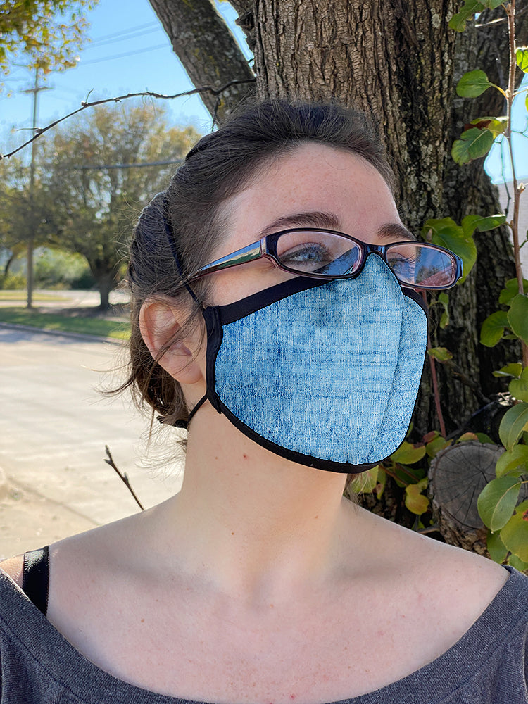 Four Layer Fully Wired Protective Cloth Face Mask - Made in USA - Cornflower Blue Silk, Adult