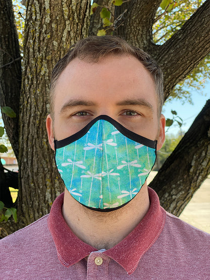 Four Layer Fully Wired Protective Cloth Face Mask - Made in USA - Dragonfly, Adult