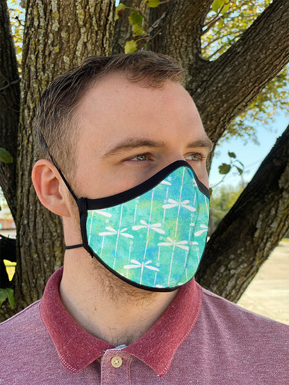 Four Layer Fully Wired Protective Cloth Face Mask - Made in USA - Dragonfly, Adult