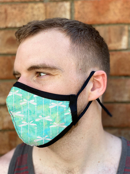 Four Layer Fully Wired Protective Cloth Face Mask - Made in USA - Dragonfly, Adult