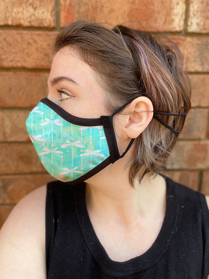 Four Layer Fully Wired Protective Cloth Face Mask - Made in USA - Dragonfly, Adult