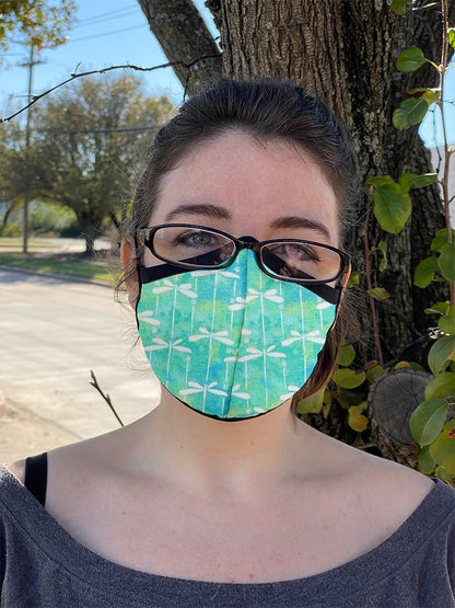 Four Layer Fully Wired Protective Cloth Face Mask - Made in USA - Dragonfly, Adult