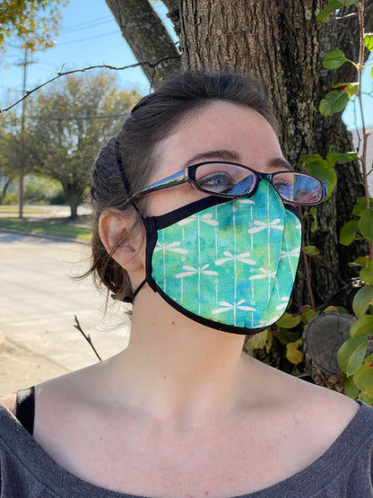 Four Layer Fully Wired Protective Cloth Face Mask - Made in USA - Dragonfly, Adult