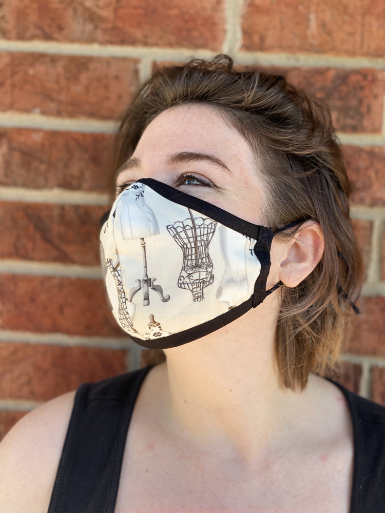 Two Layer Fully Wired Protective Cloth Face Mask - Made in USA - Fashion Dress Form, Adult