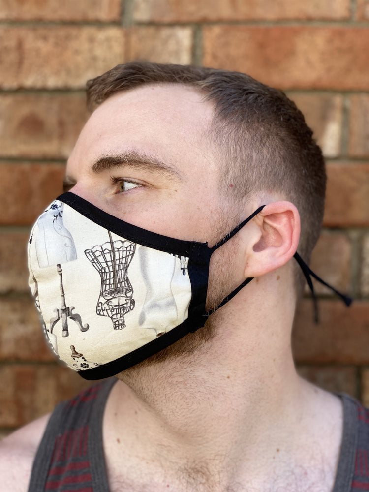 Two Layer Fully Wired Protective Cloth Face Mask - Made in USA - Fashion Dress Form, Adult