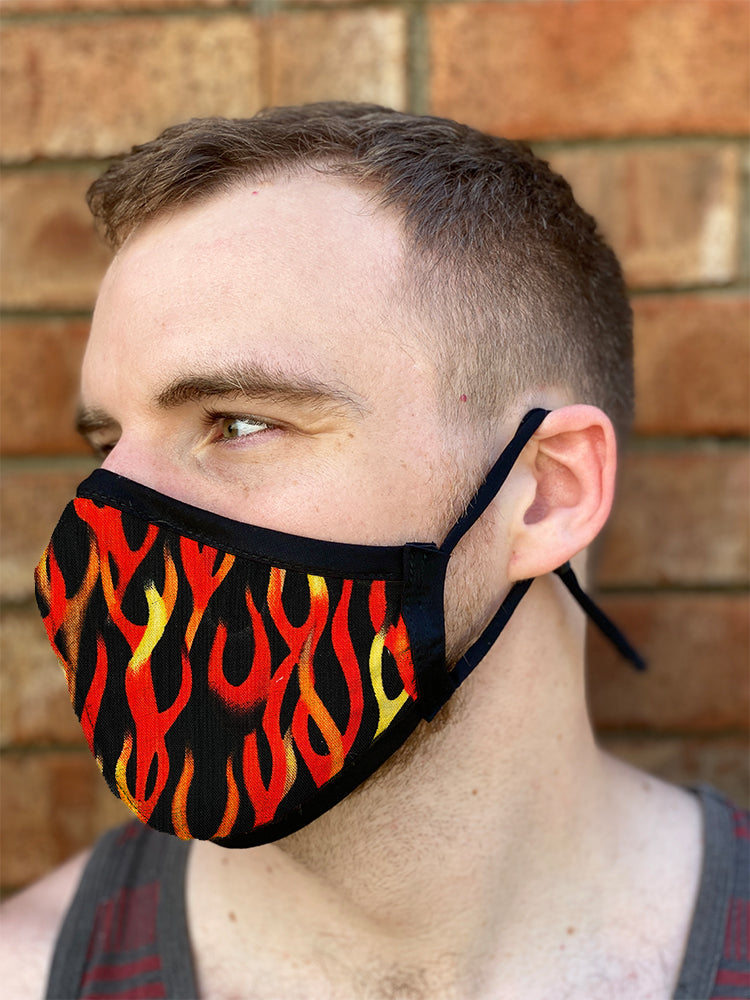 Two Layer Fully Wired Protective Cloth Face Mask - Made in USA - Flame, Adult