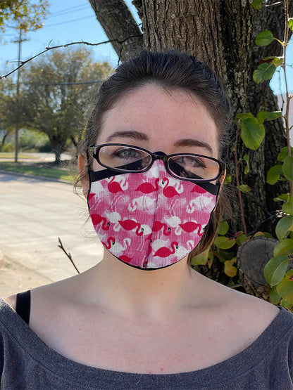 Four Layer Fully Wired Protective Cloth Face Mask - Made in USA - Flamingo, Adult