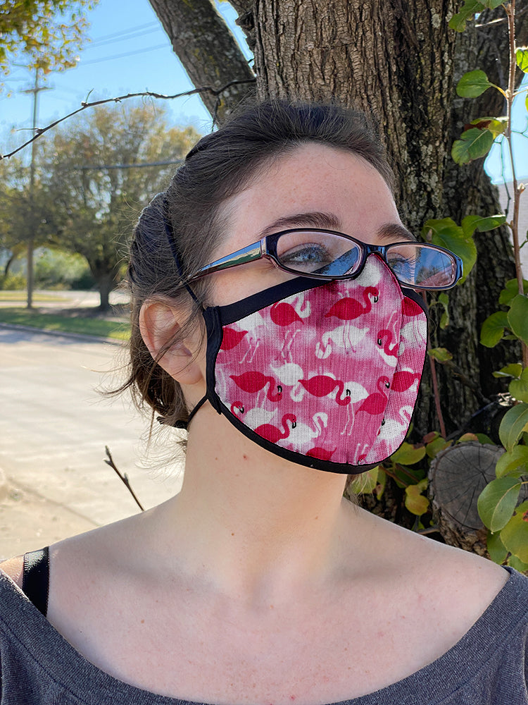 Four Layer Fully Wired Protective Cloth Face Mask - Made in USA - Flamingo, Adult