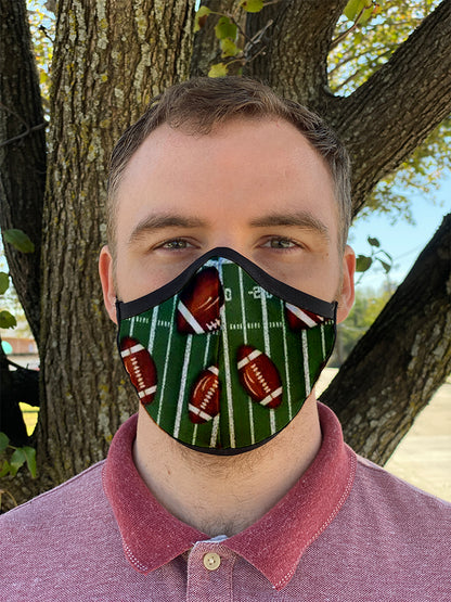 Four Layer Fully Wired Protective Cloth Face Mask - Made in USA - Football, Adult