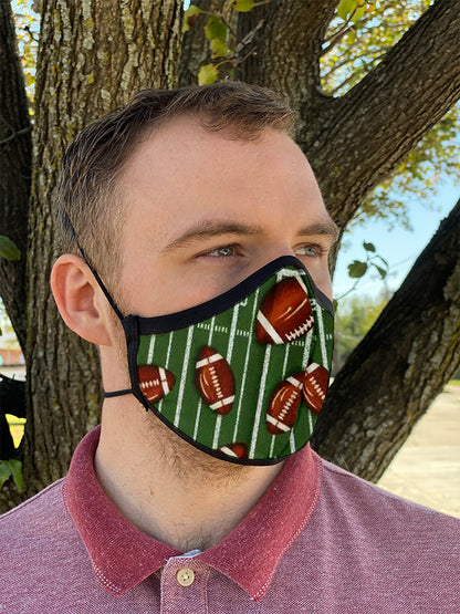 Four Layer Fully Wired Protective Cloth Face Mask - Made in USA - Football, Adult