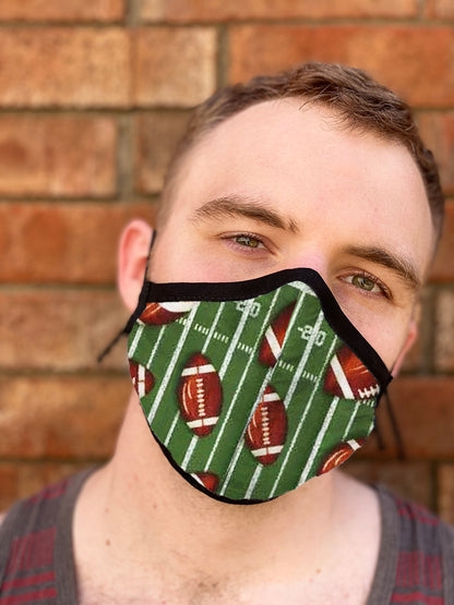 Four Layer Fully Wired Protective Cloth Face Mask - Made in USA - Football, Adult