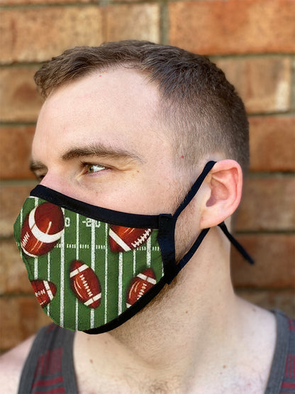 Four Layer Fully Wired Protective Cloth Face Mask - Made in USA - Football, Adult