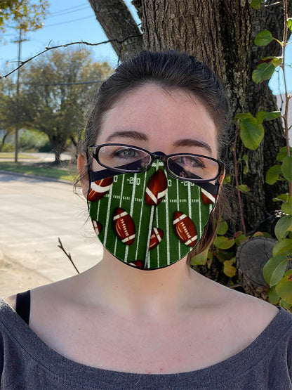 Four Layer Fully Wired Protective Cloth Face Mask - Made in USA - Football, Adult