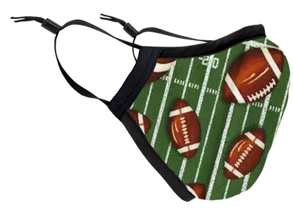 Two Layer Fully Wired Protective Cloth Face Mask - Made in USA - Football, Adult