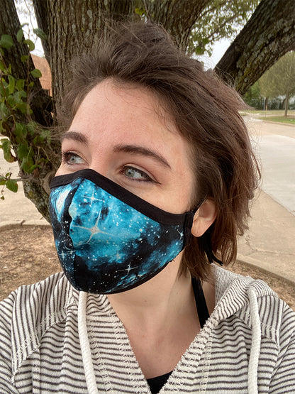 Four Layer Fully Wired Protective Cloth Face Mask - Made in USA - Blue Galaxy, Adult