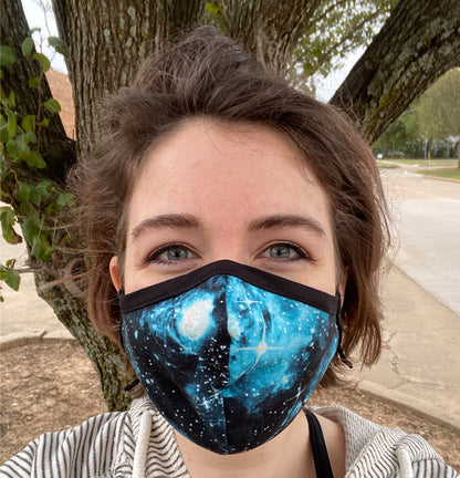 Four Layer Fully Wired Protective Cloth Face Mask - Made in USA - Blue Galaxy, Adult