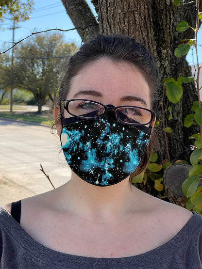 Four Layer Fully Wired Protective Cloth Face Mask - Made in USA - Blue Galaxy, Adult