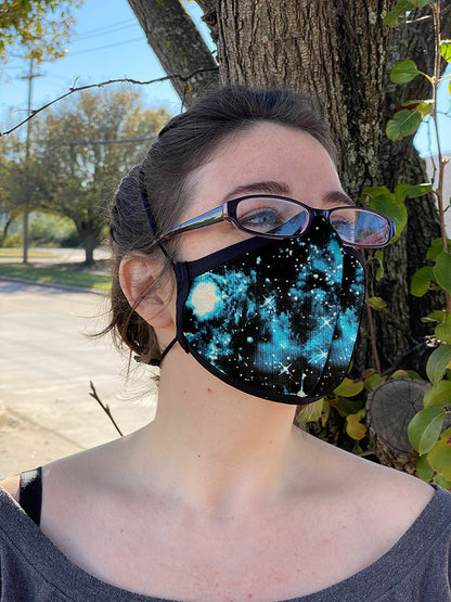 Four Layer Fully Wired Protective Cloth Face Mask - Made in USA - Blue Galaxy, Adult
