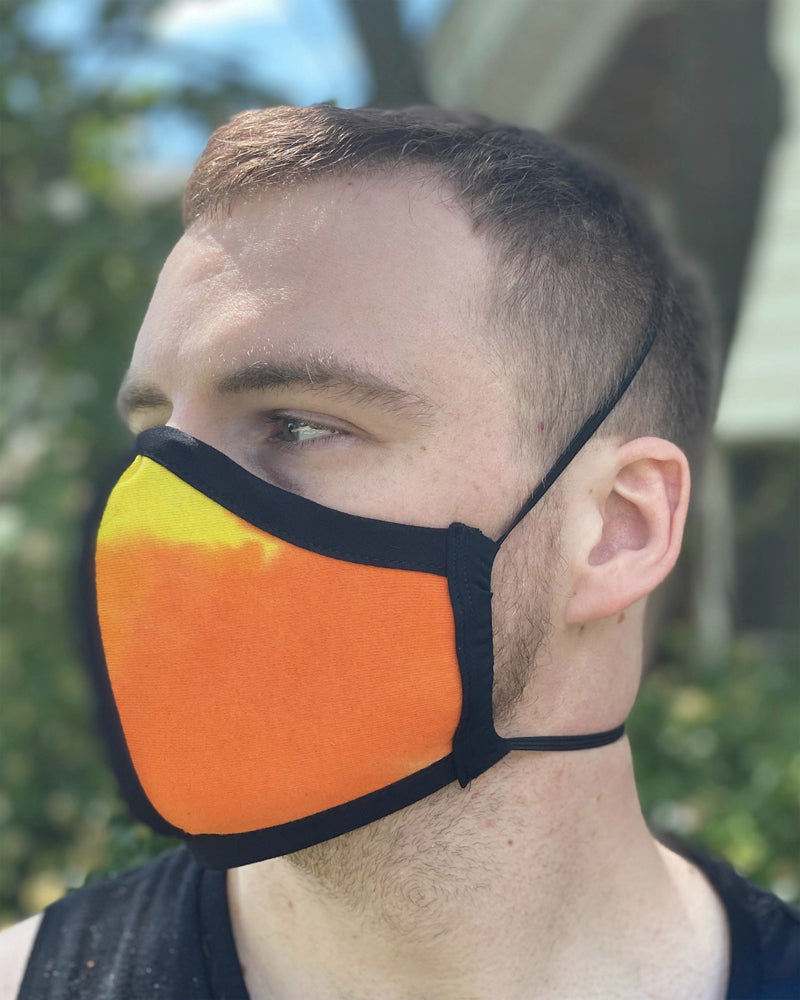 Summer Weight Two Layer Protective Cloth Face Mask - Ear Saver Behind the Head Elastic - Made in USA - Classic Tie-Dye, Curvy Cut