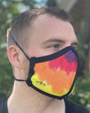 Summer Weight Two Layer Protective Cloth Face Mask - Ear Saver Behind the Head Elastic - Made in USA - Classic Tie-Dye, Curvy Cut