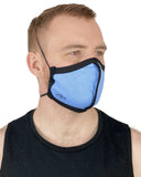 Summer Weight Two Layer Protective Cloth Face Mask - Ear Saver Behind the Head Elastic - Made in USA - Light Blue, Curvy Cut