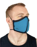 Summer Weight Two Layer Protective Cloth Face Mask - Ear Saver Behind the Head Elastic - Made in USA - Teal, Curvy Cut