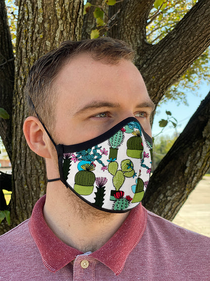 Four Layer Fully Wired Protective Cloth Face Mask - Made in USA - Succulent, Adult